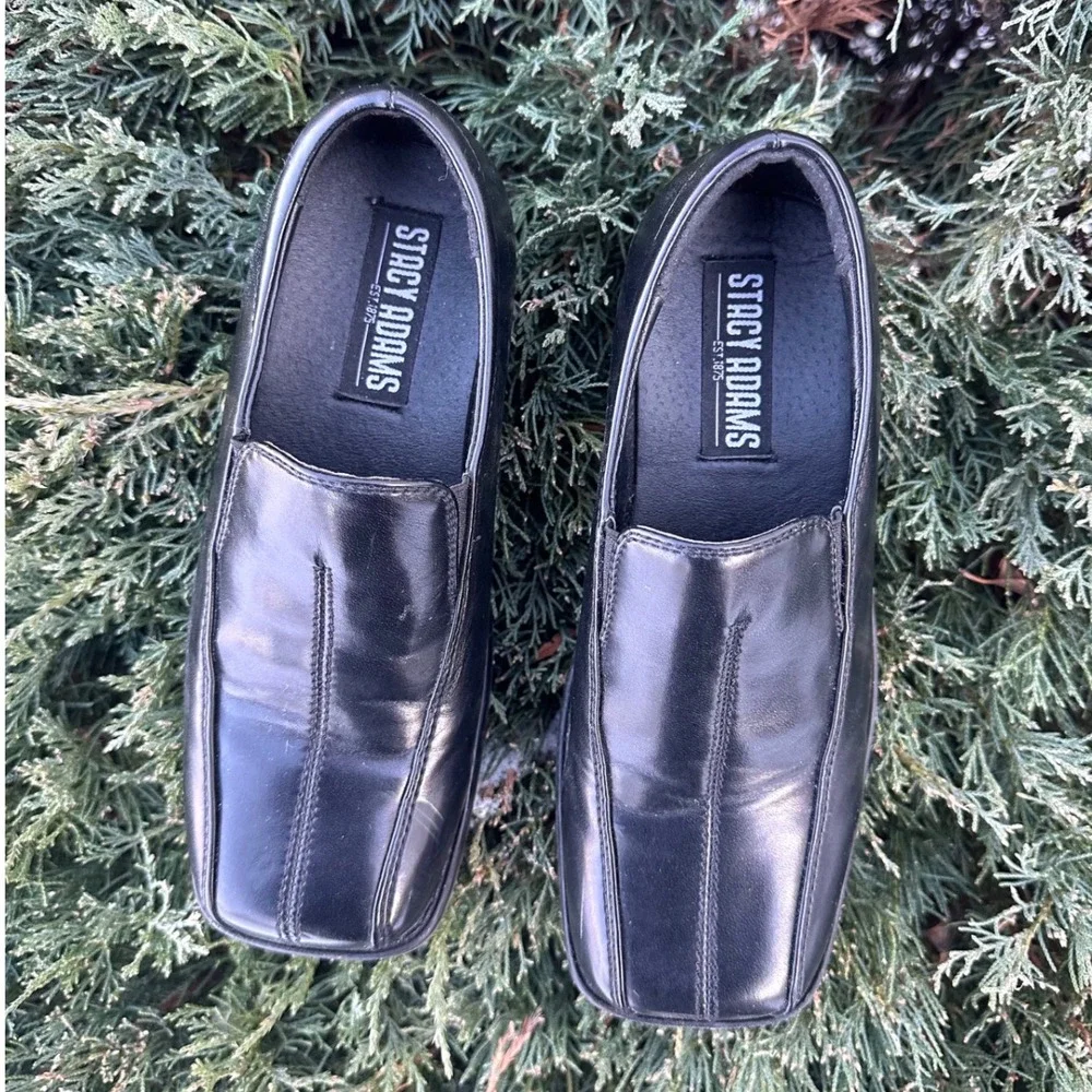 Stacy Adams Little Boys Slip On Faux Leather Loafers Size‎ 2 Black Dress Shoes